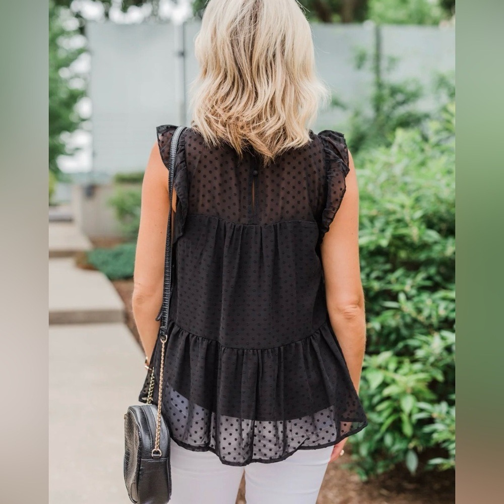 NWT Black Sleeveless Lace Detail Top M - Picture 13 of 16